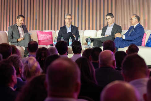Expert speaker panel on stage at Automotive Logistics and Supply Chain Global.