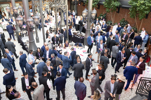 Outdoor networking space for delegates to make connections at ALSC Global.