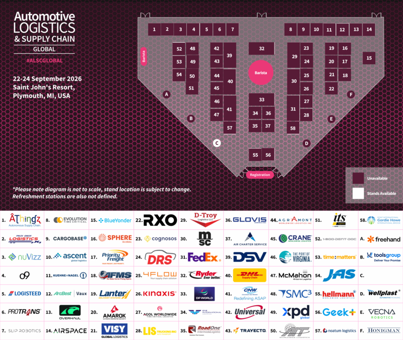 ALSC Global 2026 floorplan and exhibition space.